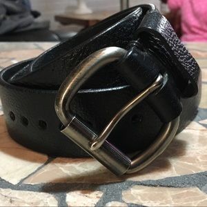 Black leather unisex belt